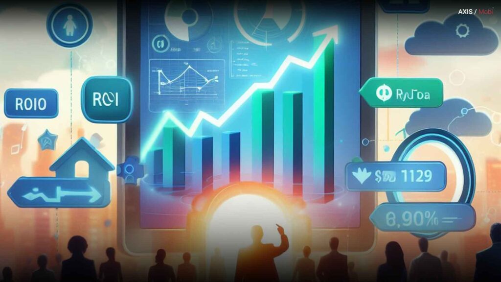 A business chart showing an upward trend, symbolizing improved ROI through data driven marketing.