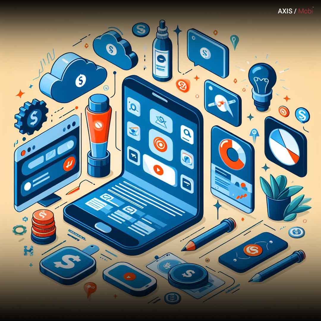 Mobile advertising strategy illustration